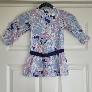 Neck & Neck White, Blue, and Purple Floral Cotton Dress - Size 2-3 YR